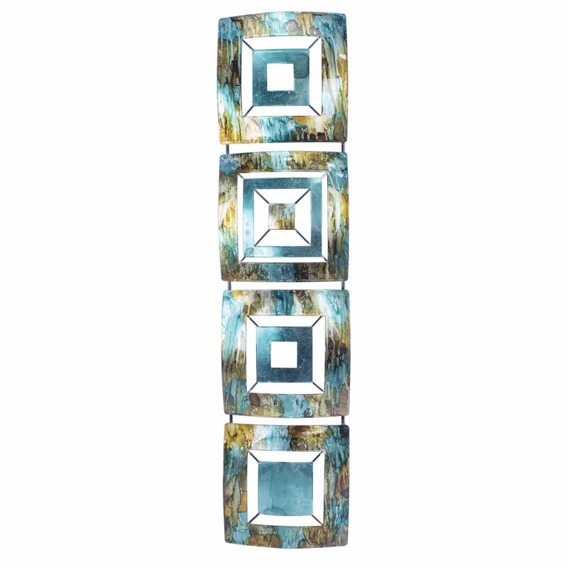 Walls Metal Wall Decor - 8" X 2'.75" X 32'.5" Turquoise, Copper and Bronze Metal Vertical Panel Wall Decor HomeRoots