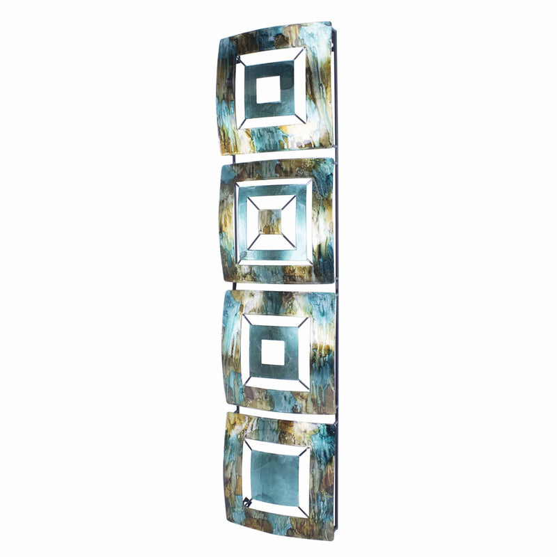 Walls Metal Wall Decor - 8" X 2'.75" X 32'.5" Turquoise, Copper and Bronze Metal Vertical Panel Wall Decor HomeRoots
