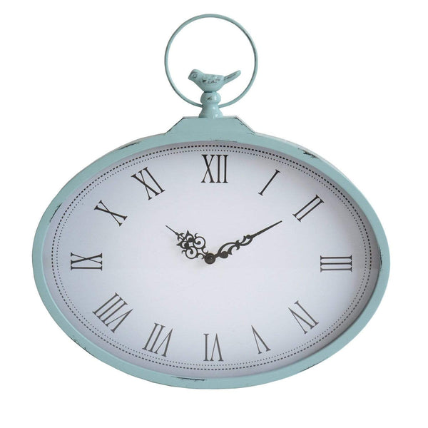 Walls Modern Wall Clock - 18.31" X 1.97" X 18.5" Light Blue Shabby Wall Clock HomeRoots