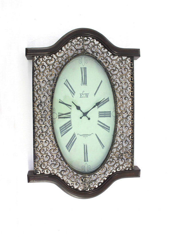 Walls Modern Wall Clock - 20" x 30.5" x 2.5" Brown, Bronze, Vintage -Wall Clock HomeRoots