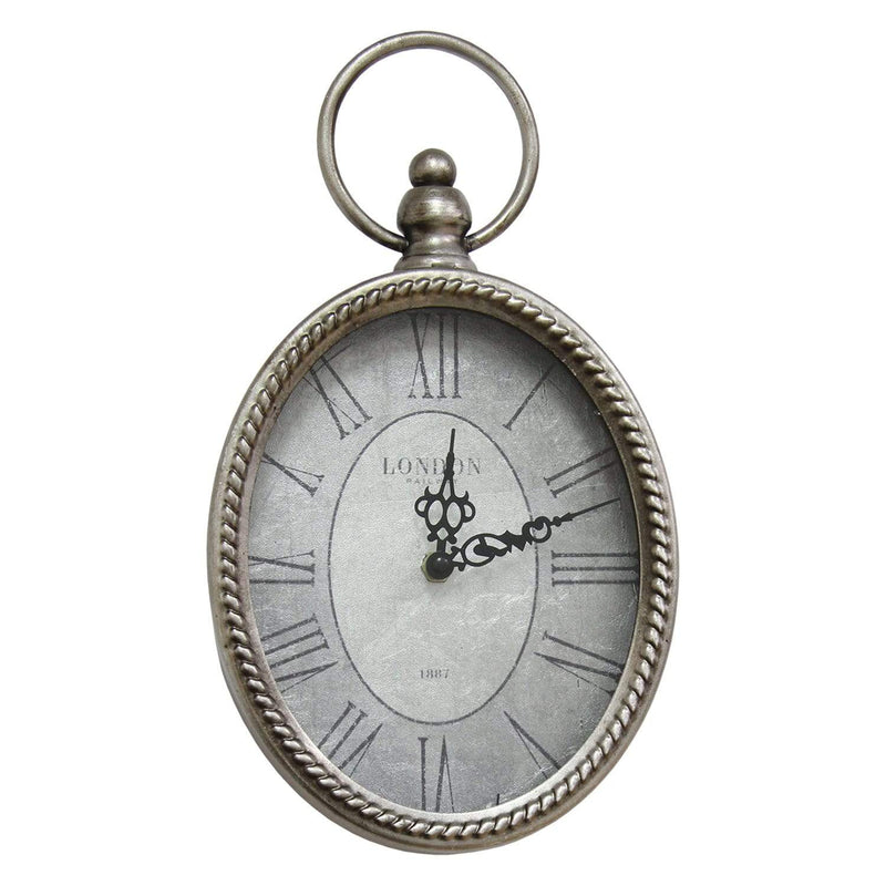 Walls Modern Wall Clock - 6.75" X 1.75" X 11.75" Antique Silver Oval Wall Clock HomeRoots