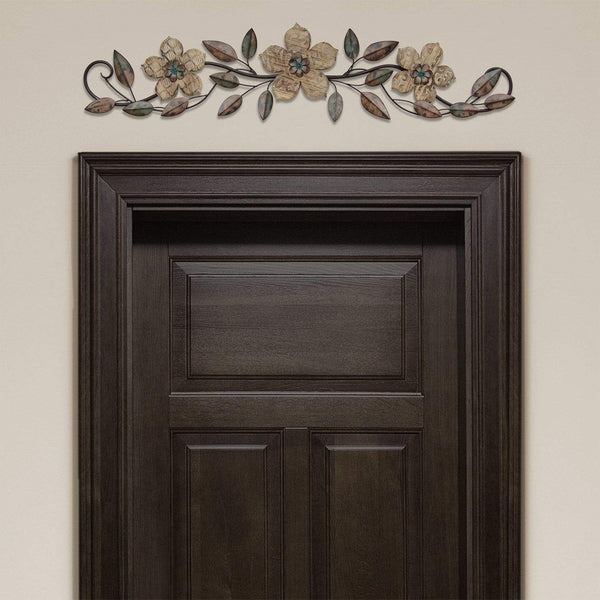 Walls Modern Wall Decor - 37.99" X 1.36" X 8.86" Floral Patterned Wood Over The Door Wall Decor HomeRoots