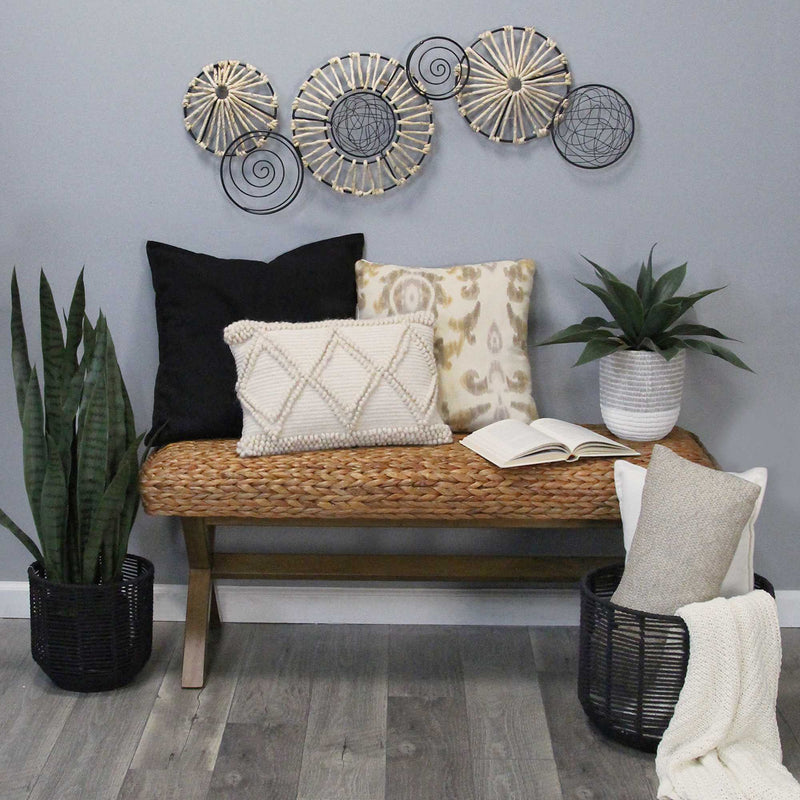 Walls Modern Wall Decor - 37" X 2.25" X 15.5" Multi Metal Rattan Wall Decor HomeRoots