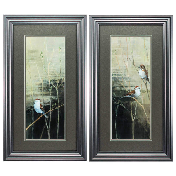 Walls Picture Frame Collage Wall - 15" X 27" Gunmetal Gray Frame Sparrows Dusk (Set of 2) HomeRoots