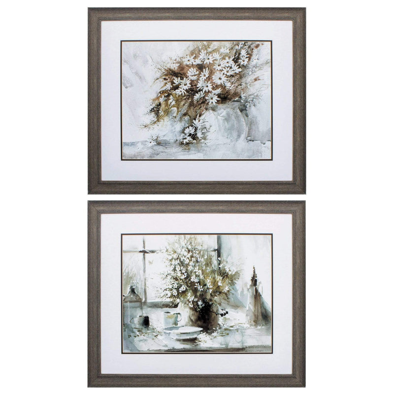 Walls Picture Frame Collage Wall - 28" X 24" Distressed Wood Toned Frame Daisy (Set of 2) HomeRoots