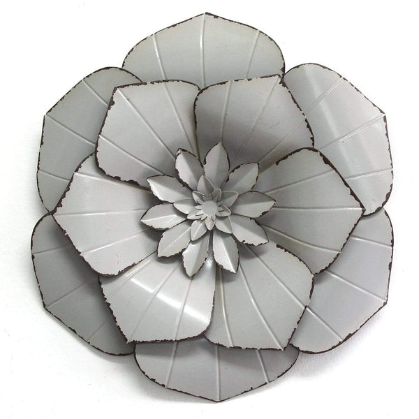 Walls Rustic Wall Decor - 10.75" X 1.75" X 11.75" Gray Metal Flower Wall Decor HomeRoots