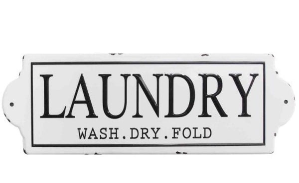 Walls Rustic Wall Decor - 10" X 0.51" X 28" White Laundry Wall Decor HomeRoots
