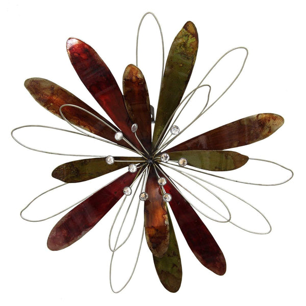 Walls Rustic Wall Decor - 15.94" X 2.17" X 16.34" Mixed Red Whimsical Flower Burst Wall Decor HomeRoots