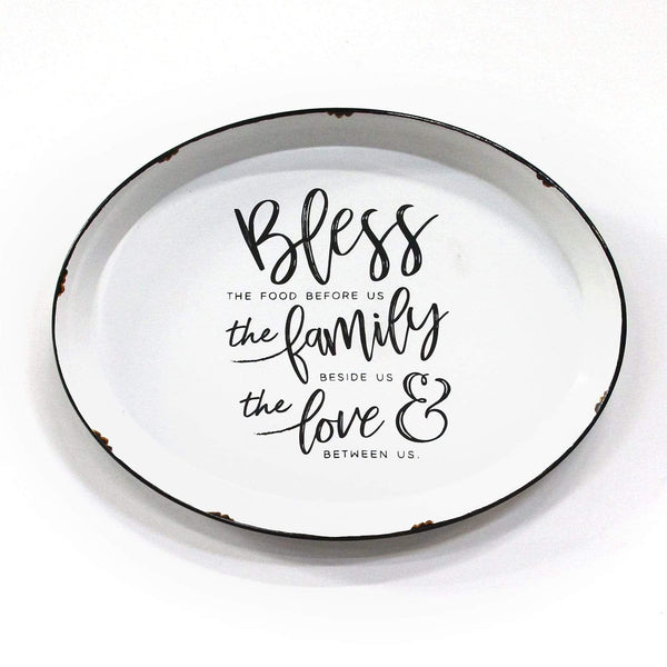 Walls Rustic Wall Decor - 20.47" X 1.77" X 15.55" White Bless, Family And Love Plate Wall D√©cor HomeRoots
