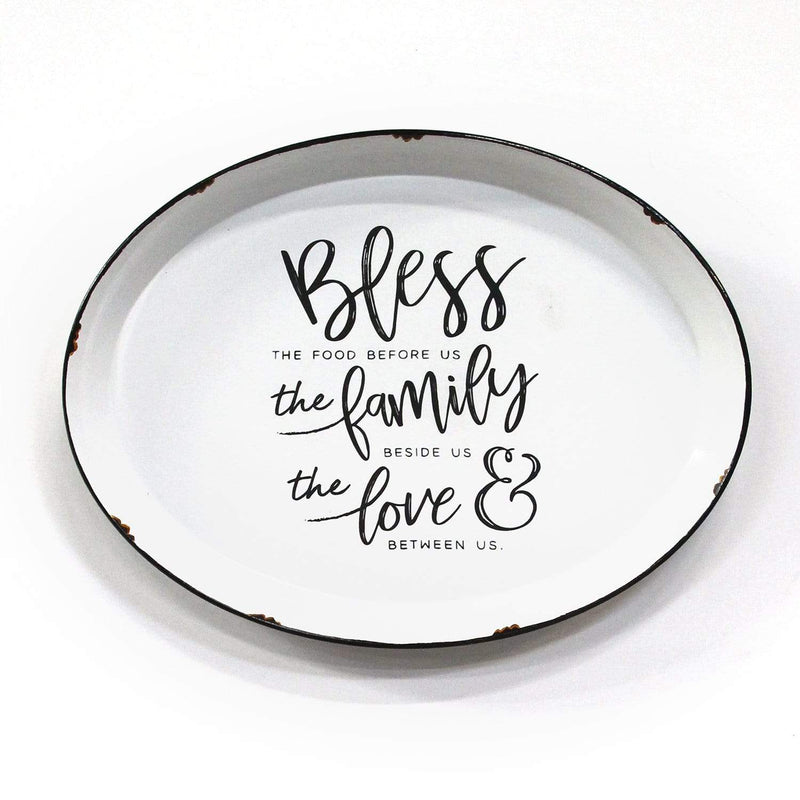 Walls Rustic Wall Decor - 20.47" X 1.77" X 15.55" White Bless, Family And Love Plate Wall D√©cor HomeRoots