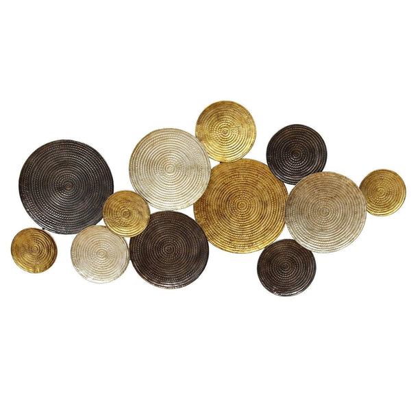 Walls Rustic Wall Decor - 25.5" X 2.36" X 52.15" Multi Circles Wall Decor HomeRoots