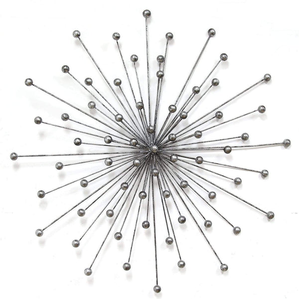 Walls Rustic Wall Decor - 27.98" X 1.77" X 27.98" Silver Burst Wall Decor HomeRoots