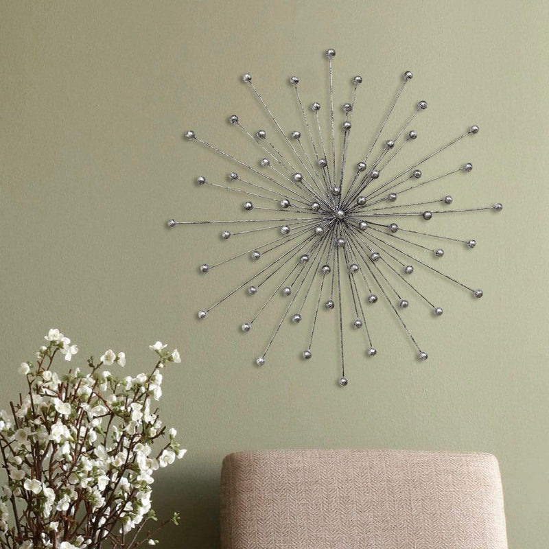 Walls Rustic Wall Decor - 27.98" X 1.77" X 27.98" Silver Burst Wall Decor HomeRoots