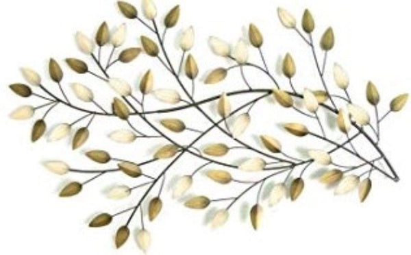 Walls Rustic Wall Decor - 60" X 1.25" X 2" Brushed Gold Flowing Leaves Wall Decor HomeRoots