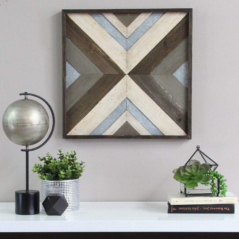 Walls Wall Art Decor - 20" X 1.75" X 20" Modern Wood & Metal Wall Art HomeRoots