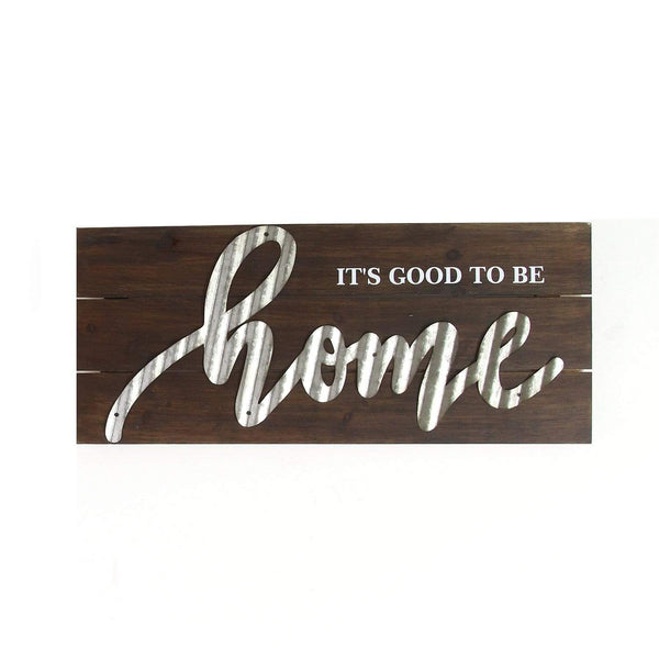 Walls Wall Art Decor - 24" X 1.18" X 10.23" Dark Natural Wood "It's Good To Be Home" Wall Art HomeRoots