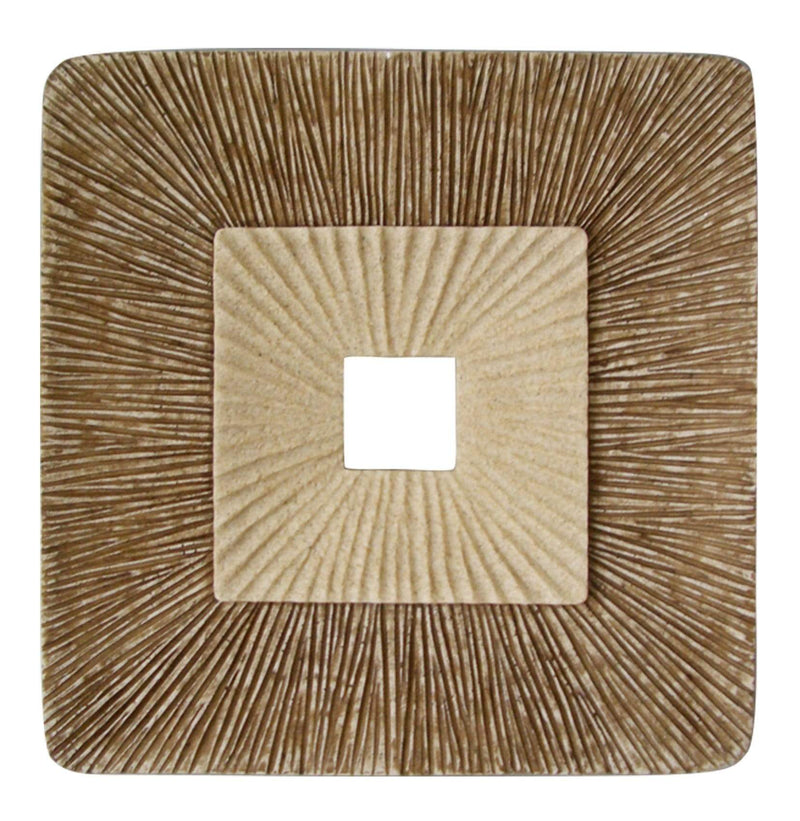 Walls Wall Decor Ideas - 1" x 14" x 14" Brown, Concave, Square, Double Layer Ribbed - Wall Plaque (Set of 2) HomeRoots