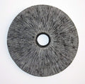 Walls Wall Decor Ideas - 1" x 20" x 20" Gray, Sandstone, Ribbed Round, Middle Hole - Wall Decor HomeRoots
