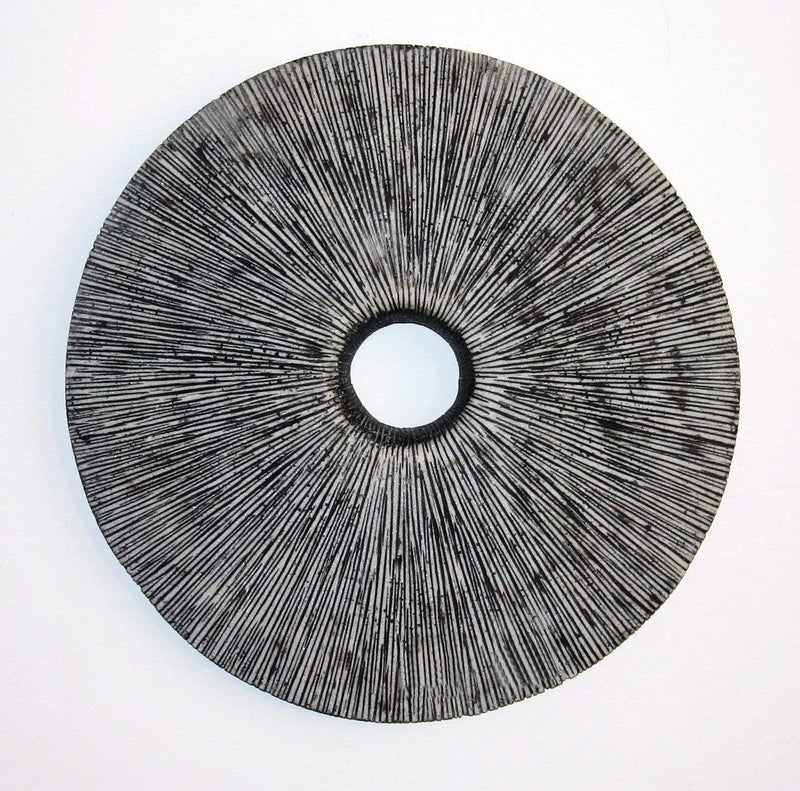 Walls Wall Decor Ideas - 1" x 20" x 20" Gray, Sandstone, Ribbed Round, Middle Hole - Wall Decor HomeRoots