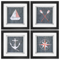 Walls Wall Frame Decor - 14" X 14" Dark Wood Toned Frame Nautical Plank (Set of 4) HomeRoots