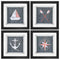 Walls Wall Frame Decor - 14" X 14" Dark Wood Toned Frame Nautical Plank (Set of 4) HomeRoots