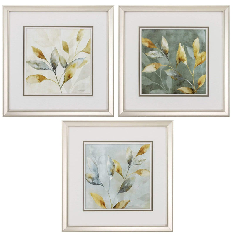 Walls Wall Frame Decor - 20" X 20" Champagne Gold Color Frame Majestic Leaves (Set of 3) HomeRoots