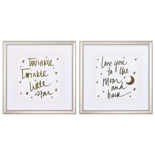 Walls Wall Frame Decor - 20" X 20" Champagne Gold Color Frame Twinkle Love (Set of 2) HomeRoots
