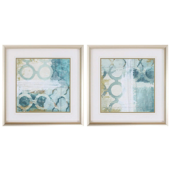 Walls Wall Frame Decor - 26" X 26" Champagne Gold Color Frame Blue Ramble (Set of 2) HomeRoots