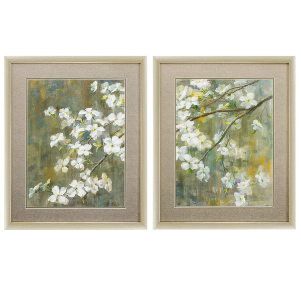 Walls Wall Frame Decor - 26" X 32" Champagne Gold Color Frame Dogwood In Spring (Set of 2) HomeRoots