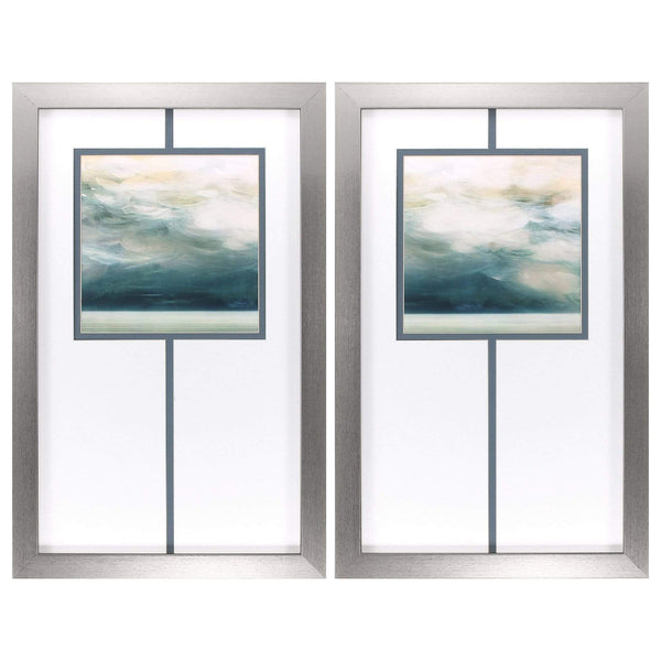 Walls Wall Picture Frames - 20" X 32" Silver Frame Ocean Breeze (Set of 2) HomeRoots