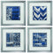 Walls Wall Picture Frames - 21" X 21" Silver Frame Indigo Batik (Set of 4) HomeRoots