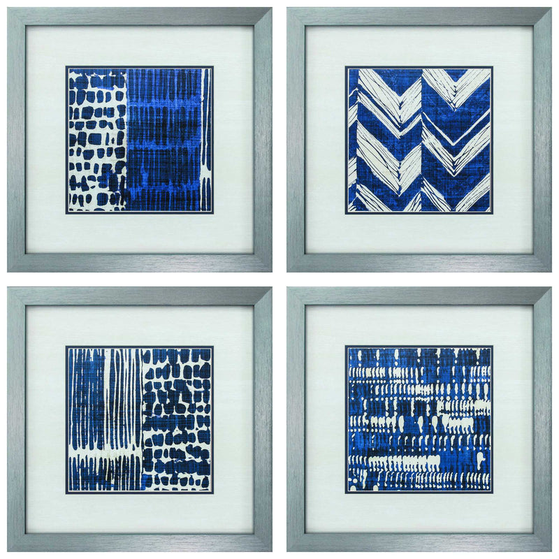 Walls Wall Picture Frames - 21" X 21" Silver Frame Indigo Batik (Set of 4) HomeRoots