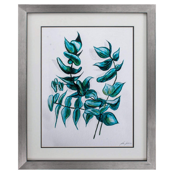 Walls Wall Picture Frames - 26" X 32" Silver Frame Green Fronds II HomeRoots