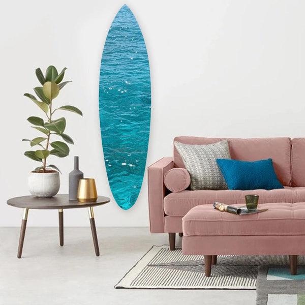 Walls Wood Wall Art - 18" x 1" x 76" Wood, Blue, Ocean Surfboard Wall Art HomeRoots