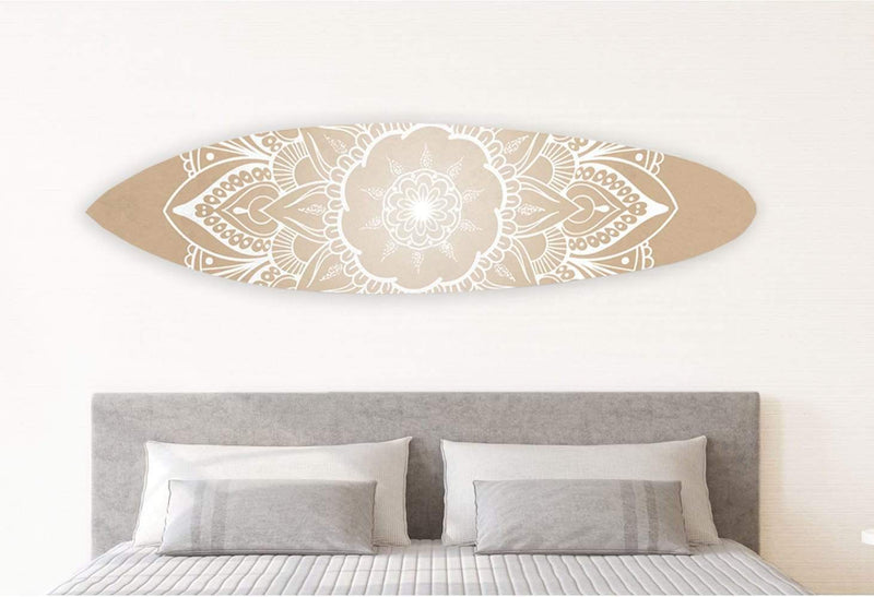 Walls Wood Wall Art - 18" x 1" x 76" Wood, Tan, Tranquility Surfboard Wall Art HomeRoots