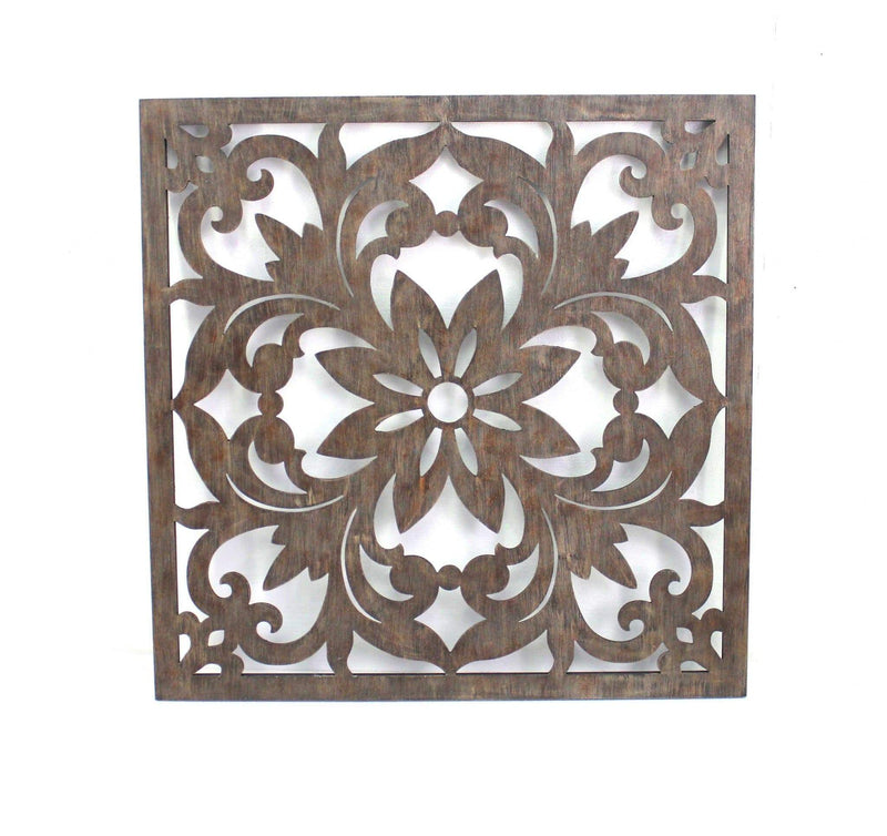 Walls Wood Wall Decor - 1.25" x 46.5" x 46.5" Brown/Dark Bronze, Vintage, Floral - Wall Plaque HomeRoots
