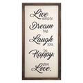 Walls Wood Wall Decor - 12" X 1" X 24" Neutral "Live, Dream, Laugh, Happy, Love" Wall Decor HomeRoots