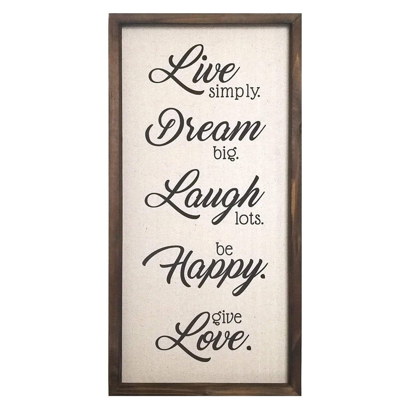 Walls Wood Wall Decor - 12" X 1" X 24" Neutral "Live, Dream, Laugh, Happy, Love" Wall Decor HomeRoots