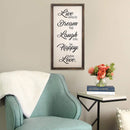 Walls Wood Wall Decor - 12" X 1" X 24" Neutral "Live, Dream, Laugh, Happy, Love" Wall Decor HomeRoots