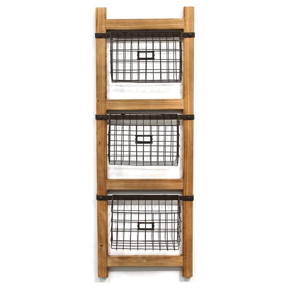 Walls Wood Wall Decor - 14.75" X 6.5" X 41" Natural Wood Black Wood Metal Wall Decor HomeRoots