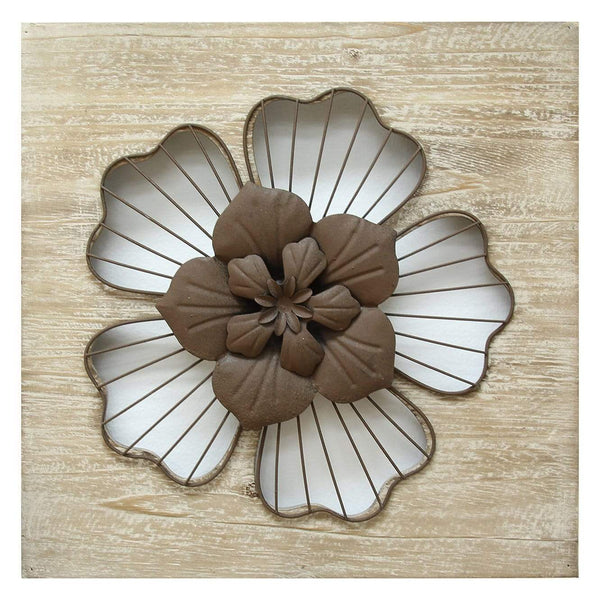 Walls Wood Wall Decor - 14" X 1.25" X 14" Natural Wood Rustic Flower Wall Decor HomeRoots