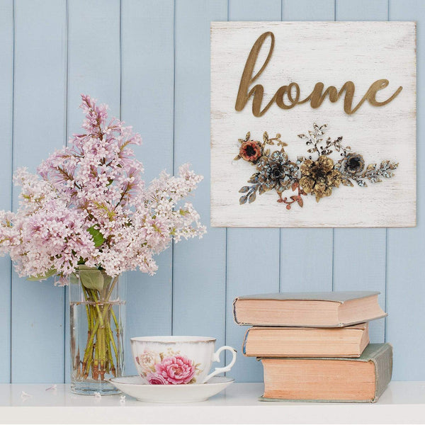 Walls Wood Wall Decor - 15.75" X 2" X 15.75" "Home" Cottage Wall Decor HomeRoots