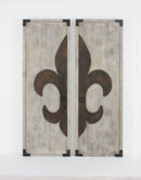 Walls Wood Wall Decor - 15.75" x 47.25" x 2" Wood, Metal Fleur-De-Lis Pattern - Wall Plaques Set HomeRoots