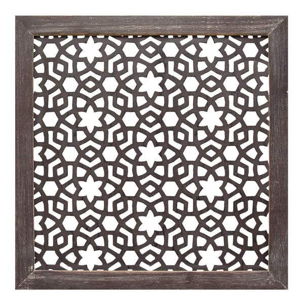 Walls Wood Wall Decor - 16" X 1" X 16" 1Pc Espresso Wood Framed Laser-Cut Wall Decor HomeRoots