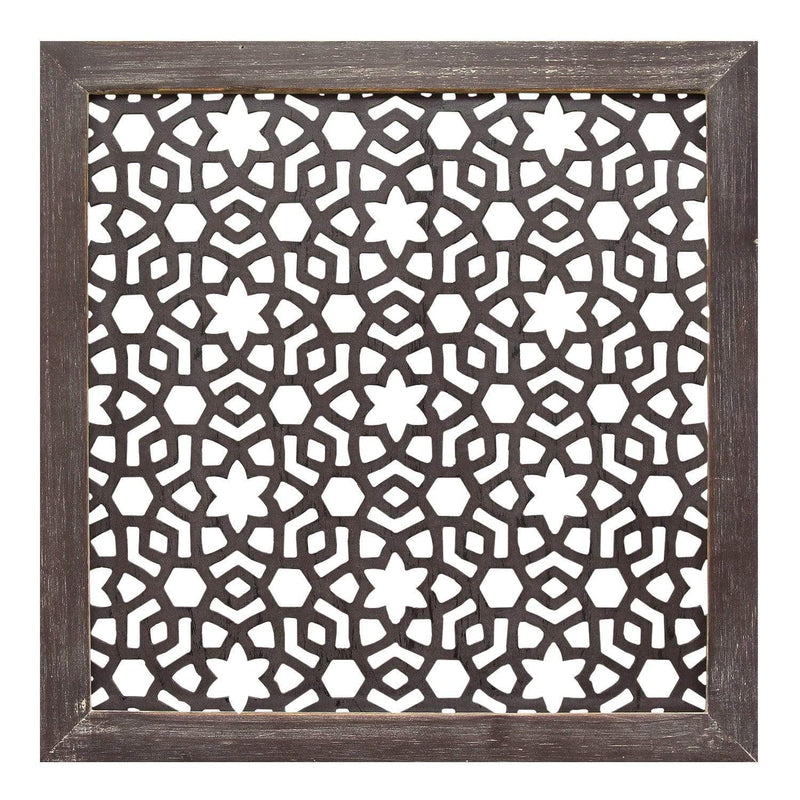 Walls Wood Wall Decor - 16" X 1" X 16" 1Pc Espresso Wood Framed Laser-Cut Wall Decor HomeRoots