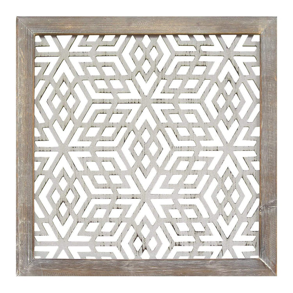 Walls Wood Wall Decor - 16" X 1" X 16" 1Pc Gray Wood Framed Laser-Cut Wall Decor HomeRoots