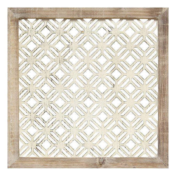 Walls Wood Wall Decor - 16" X 1" X 16" 1Pc White Wood Framed Laser-Cut Wall Decor HomeRoots