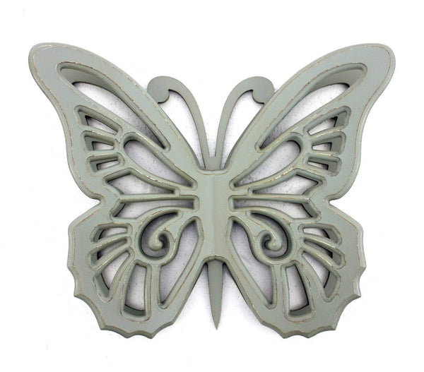 Walls Wood Wall Decor - 18.5" x 23" x 4" Gray, Rustic Butterfly, Wooden - Wall Decor HomeRoots