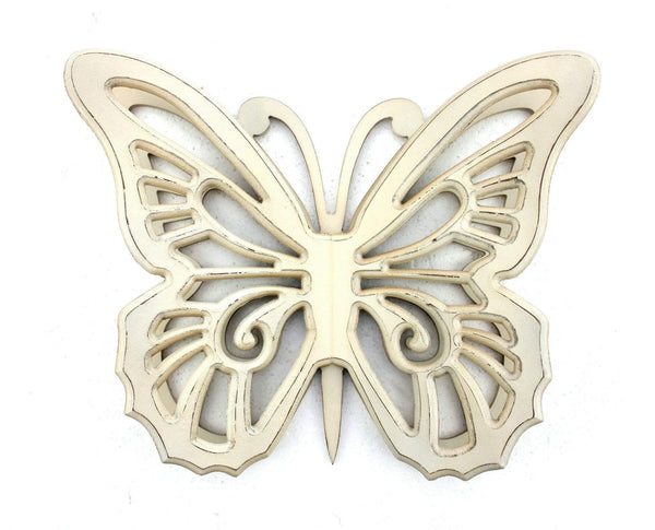 Walls Wood Wall Decor - 18.5" x 23" x 4" Light Yellow, Rustic Butterfly, Wooden - Wall Decor HomeRoots