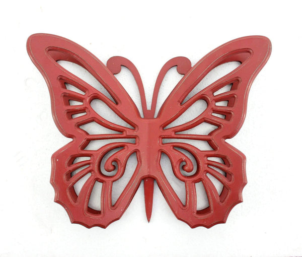Walls Wood Wall Decor - 18.5" x 23" x 4" Red, Rustic Butterfly, Wooden - Wall Decor HomeRoots